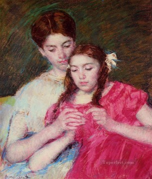 La lección de Chrochet madres hijos Mary Cassatt Pinturas al óleo